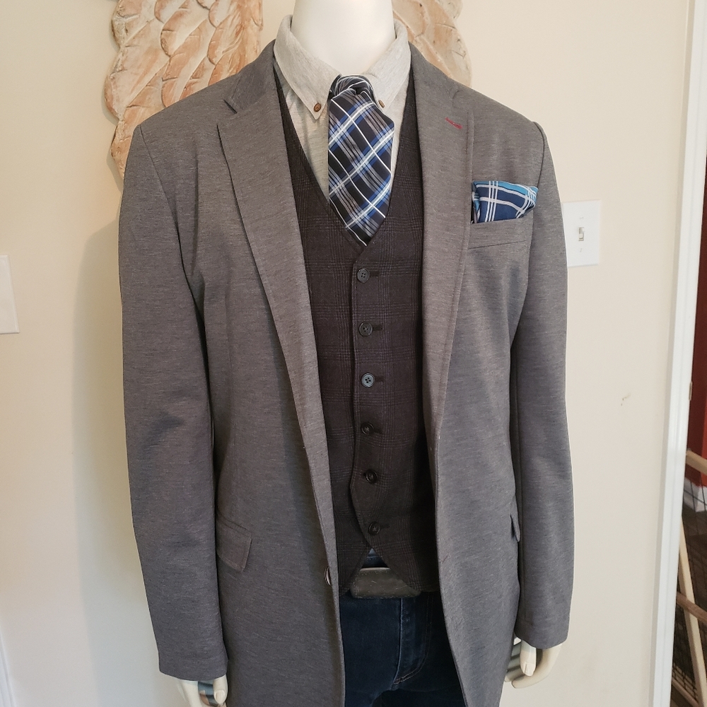 MEN'S GRAY LIGHTWEIGHT STRETCH FLANNEL SPORTS COAT